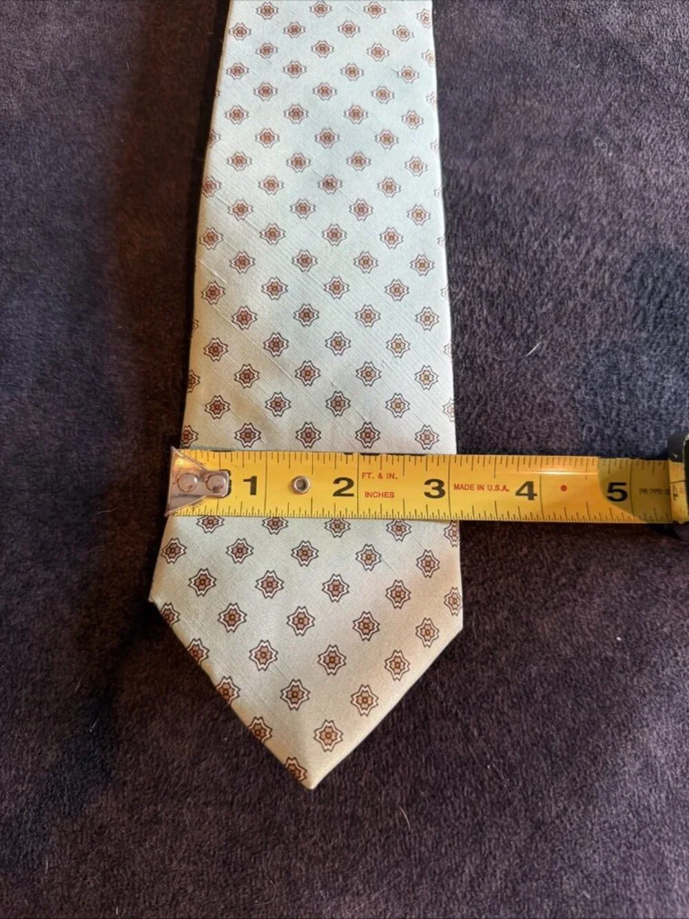LANDS’ END Charter Collection Mint Green Geometric 100% Silk Tie
